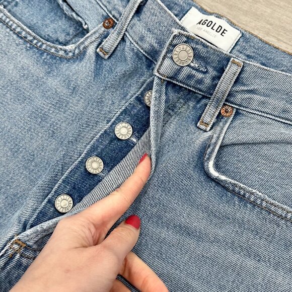 Agolde Light Blue Straight Leg Jeans - Picture 4 of 14